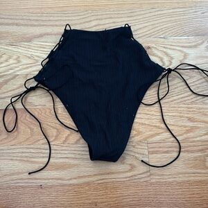 Black High Waisted Side Tie Bikini Bottom